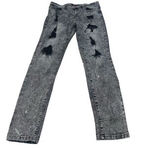 Encrypted Black and Gray distressed Jeans 34x32